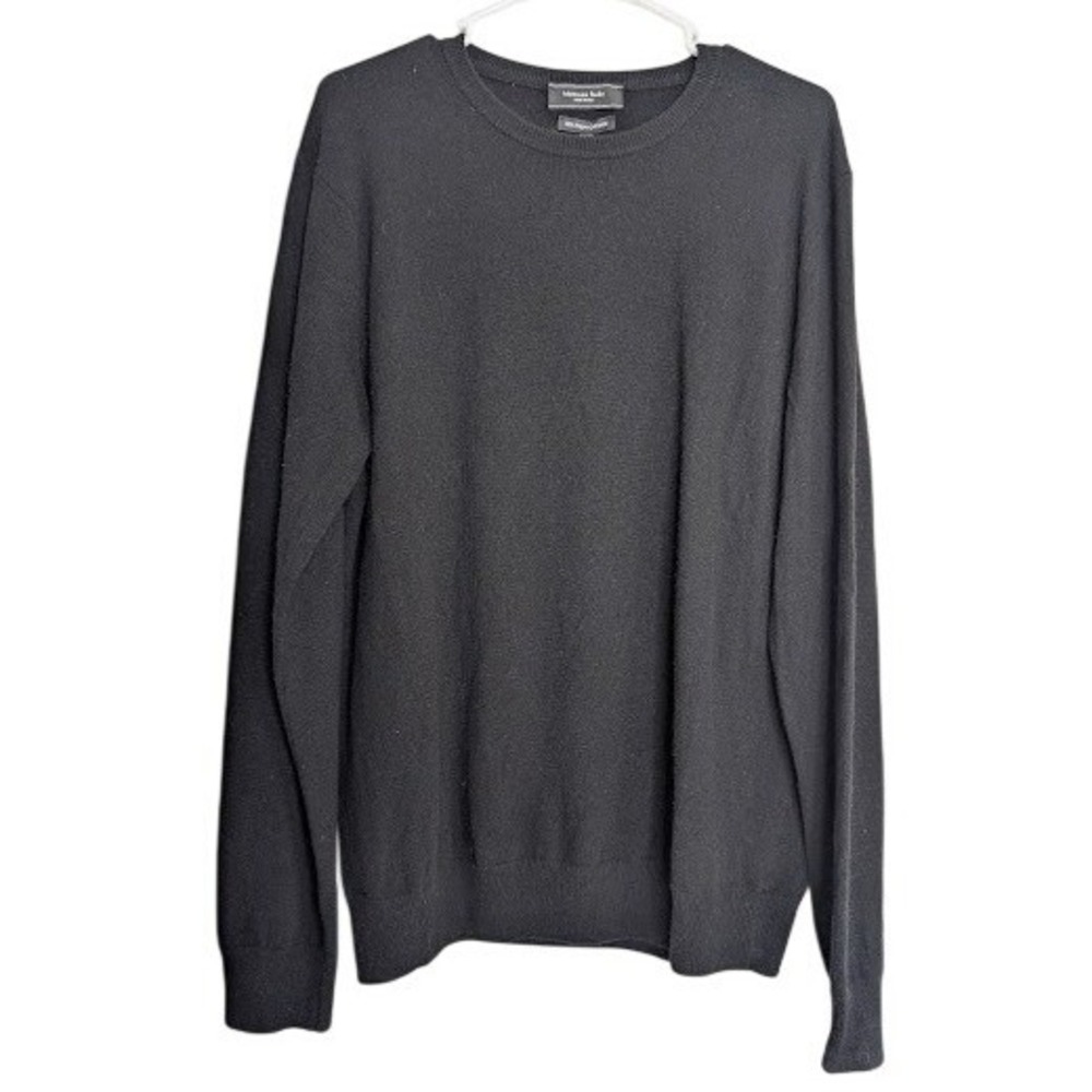 Mantovani Studio Mens Cashmere Sweater Large Black Italy Luxury‎ Soft Pullover